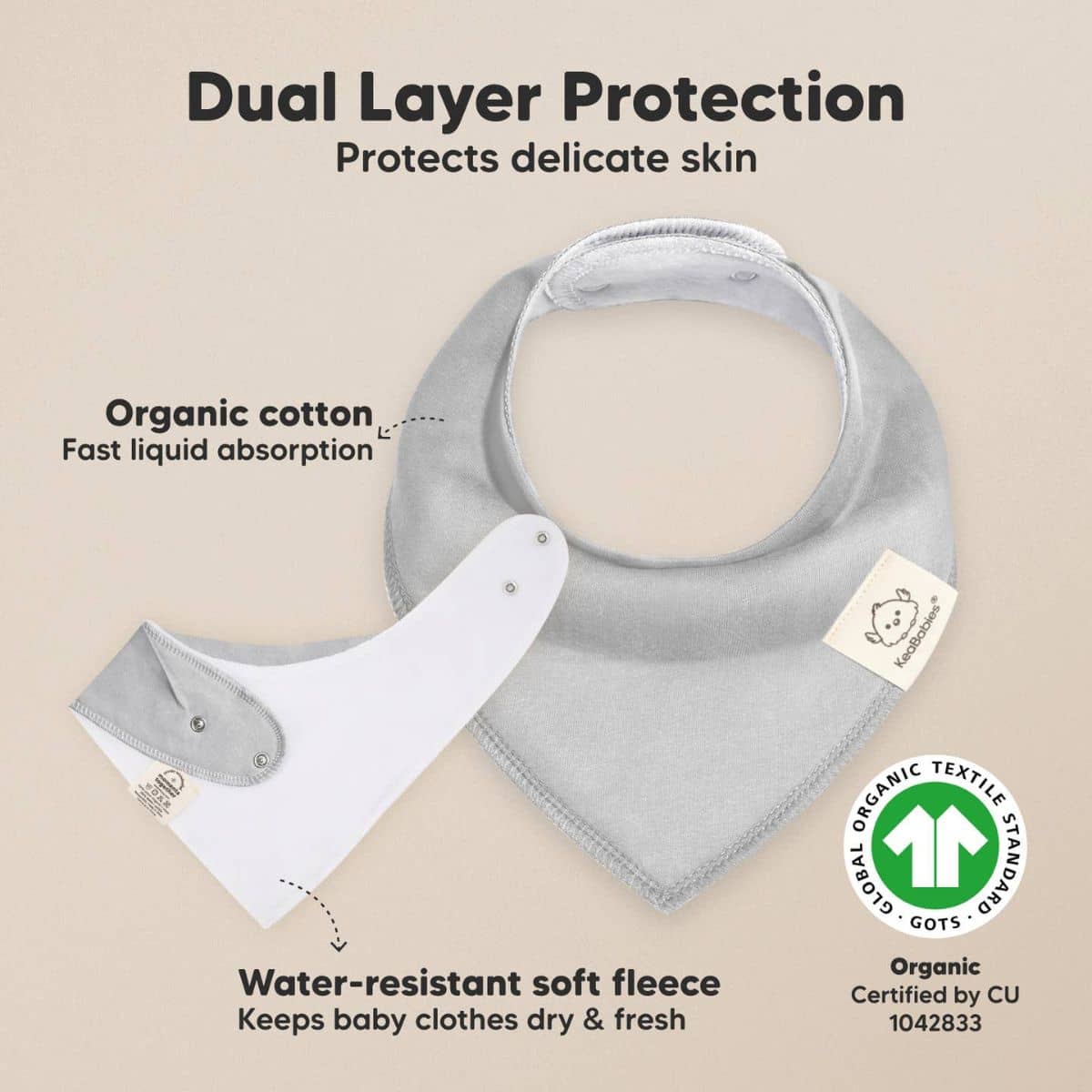 KeaBabies Organic Bandana Bibs Set - Hunter