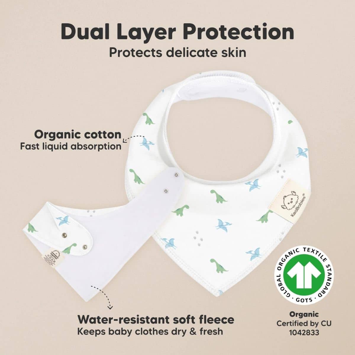 KeaBabies Organic Bandana Bibs Set - Roarsome