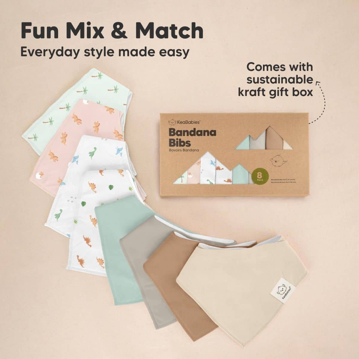 KeaBabies Organic Bandana Bibs Set - Roarsome