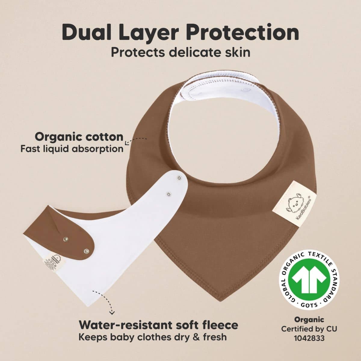 KeaBabies Organic Bandana Bibs Set - Terracotta
