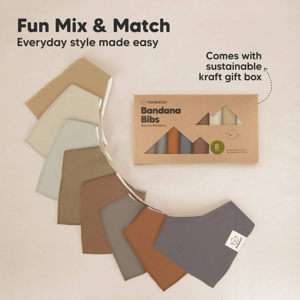 KeaBabies Organic Bandana Bibs Set - Terracotta