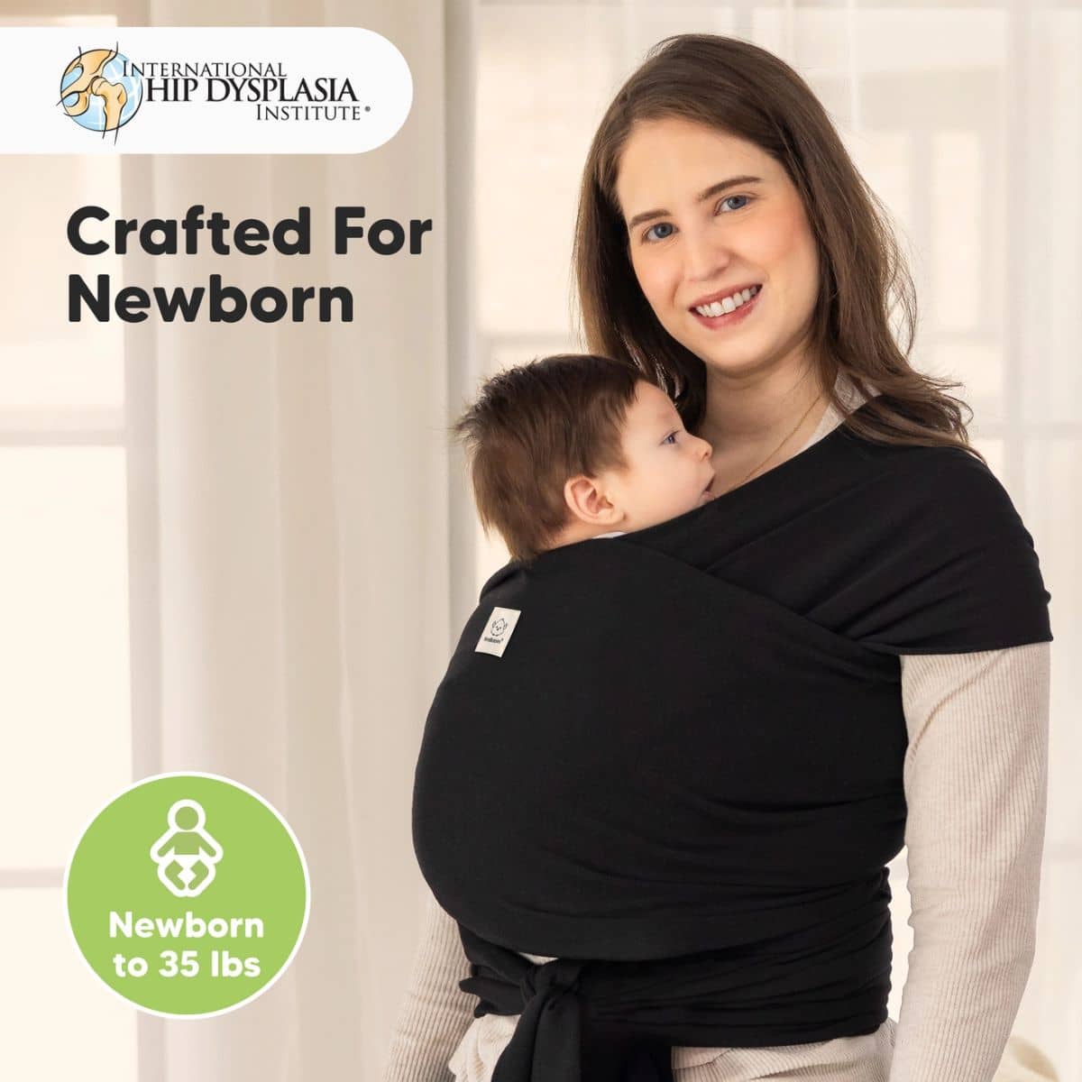KeaBabies Original Baby Wrap Carrier - Trendy Black
