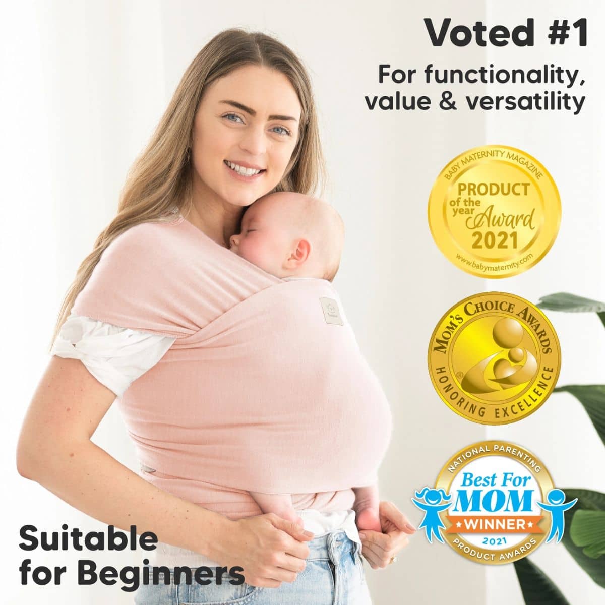 KeaBabies Original Baby Wrap Carrier - Dusty Pink