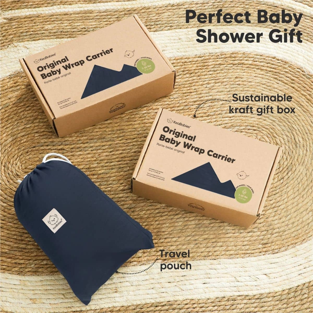 KeaBabies Original Baby Wrap Carrier - Midnight