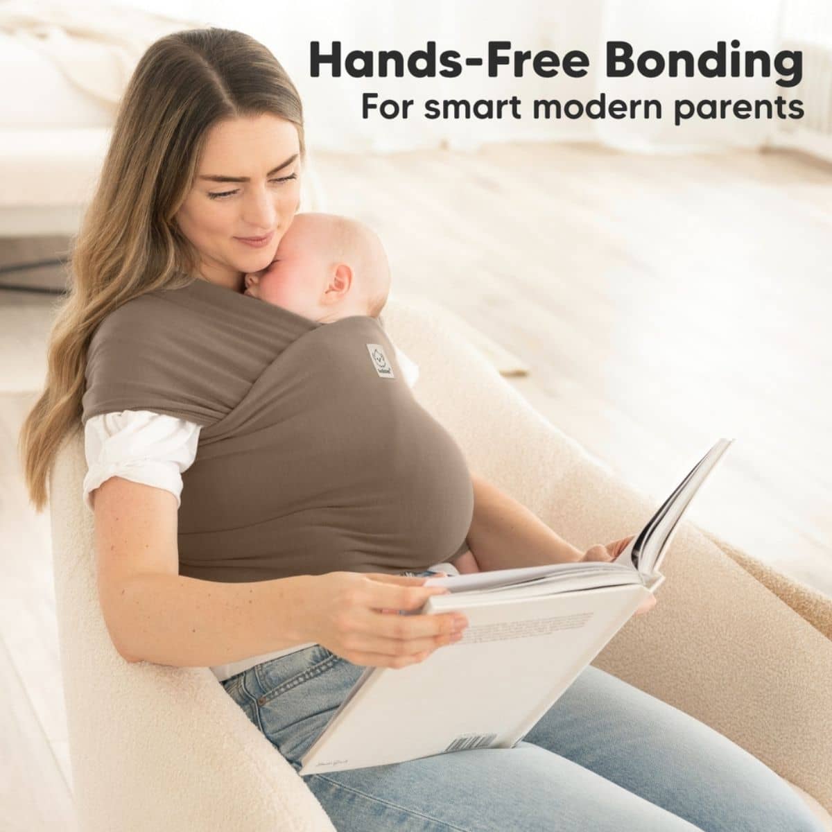KeaBabies Original Baby Wrap Carrier - Saddle Brown