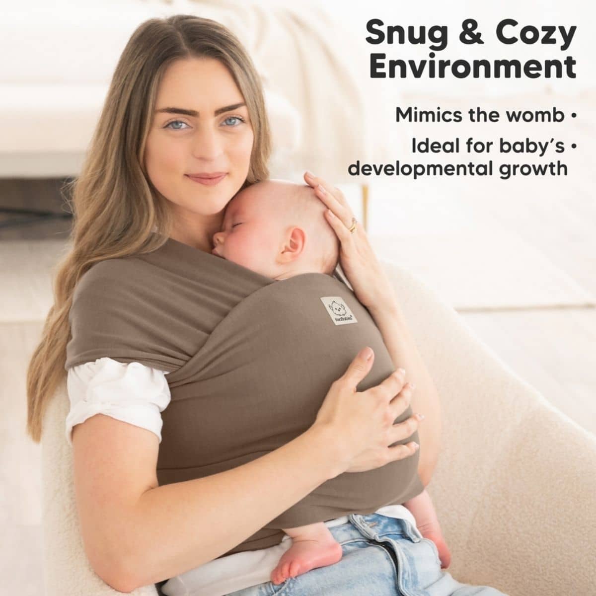 KeaBabies Original Baby Wrap Carrier - Saddle Brown