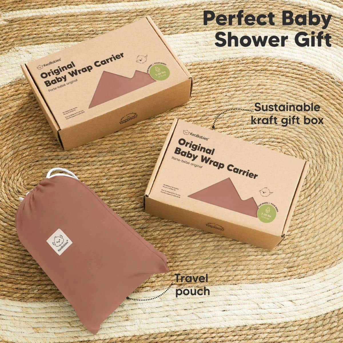 KeaBabies Original Baby Wrap Carrier - Terracotta
