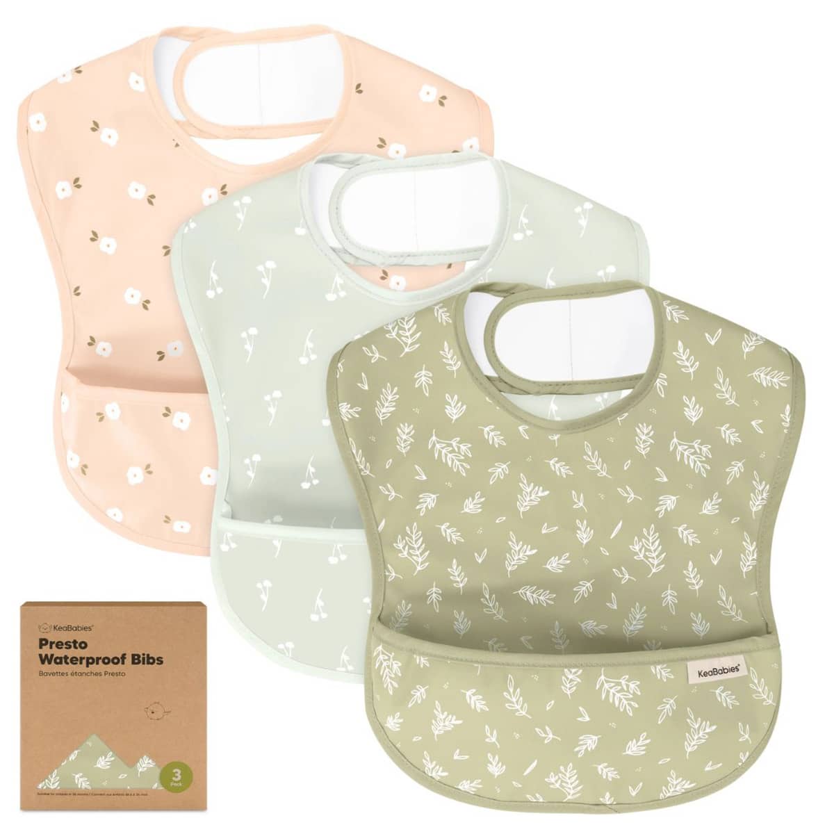KeaBabies Presto Waterproof Baby Bibs Set - Bloom