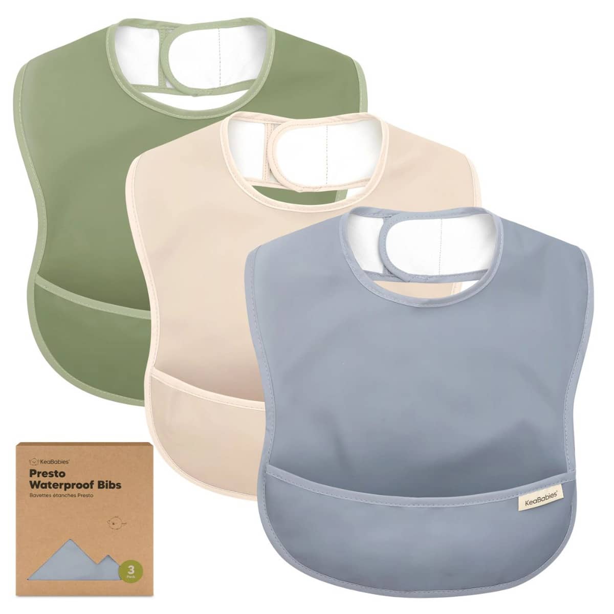 KeaBabies Presto Waterproof Baby Bibs Set - Slate