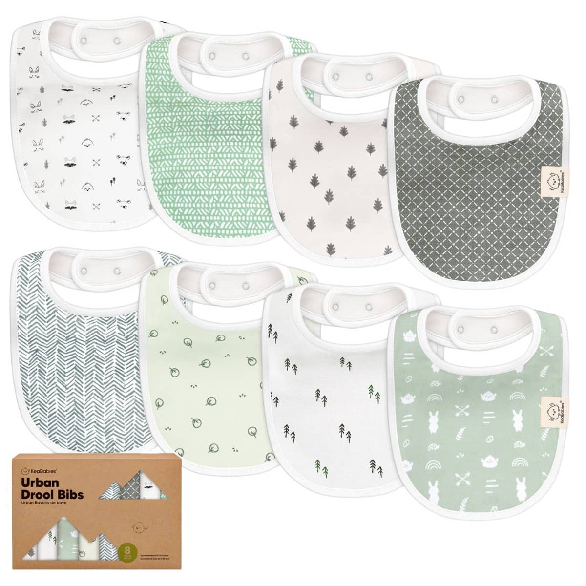 KeaBabies Urban Organic Baby Bibs Set - Nordic