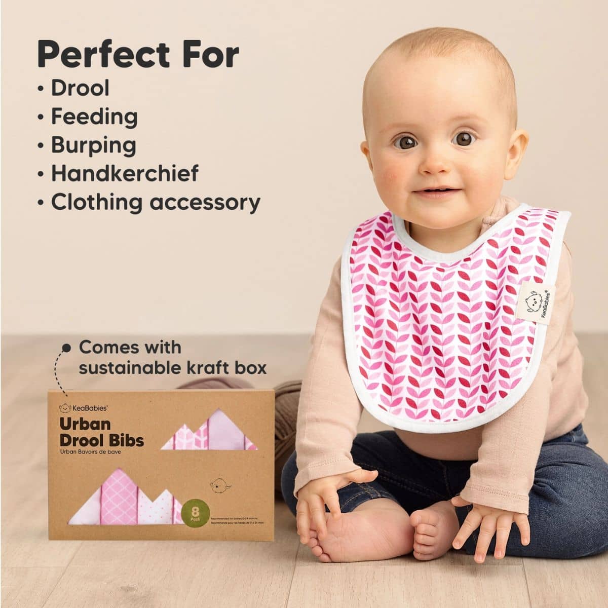 KeaBabies Urban Organic Baby Bibs Set - Blush