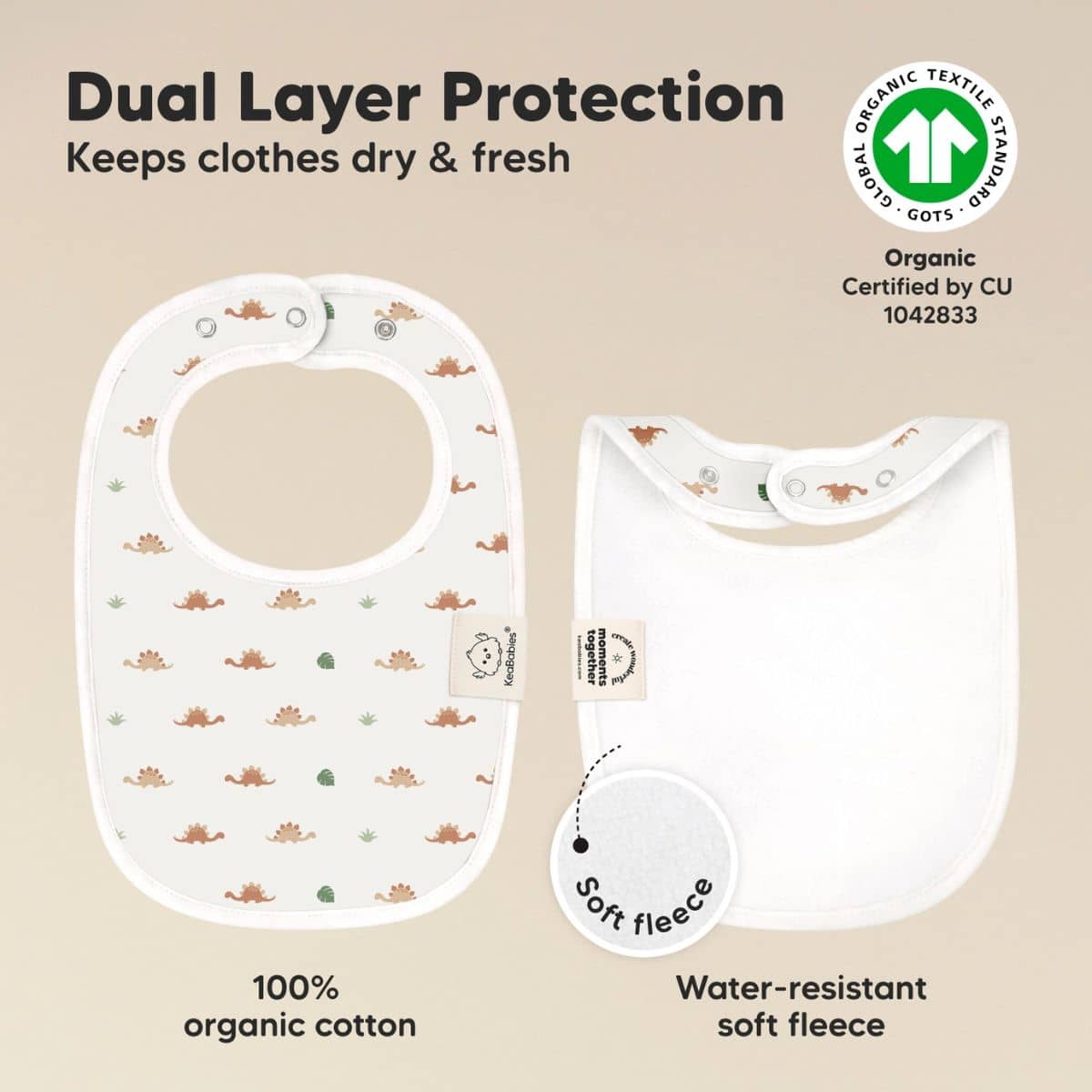 KeaBabies Urban Organic Baby Bibs Set - Roarsome
