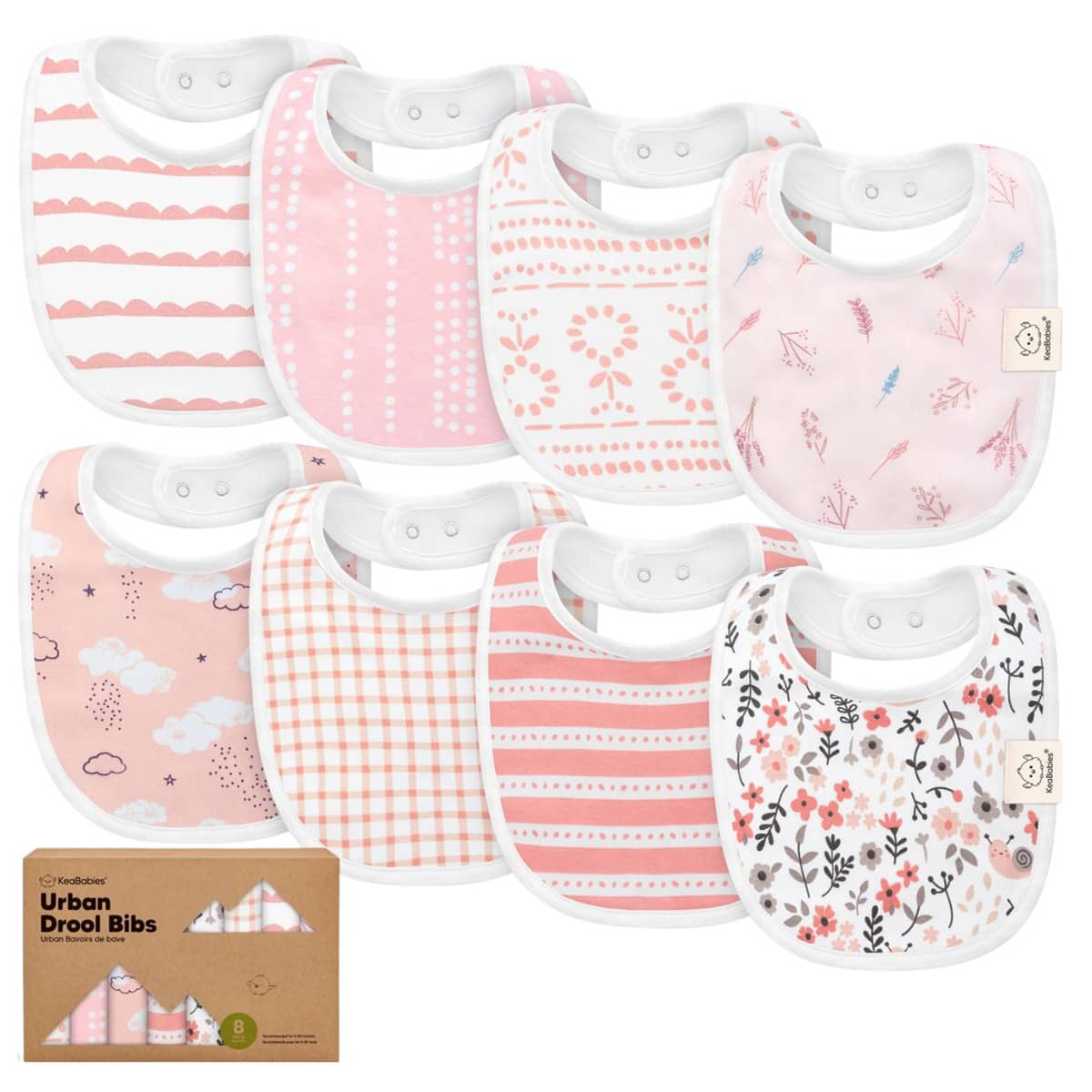 KeaBabies Urban Organic Baby Bibs Set - Sweet Charm
