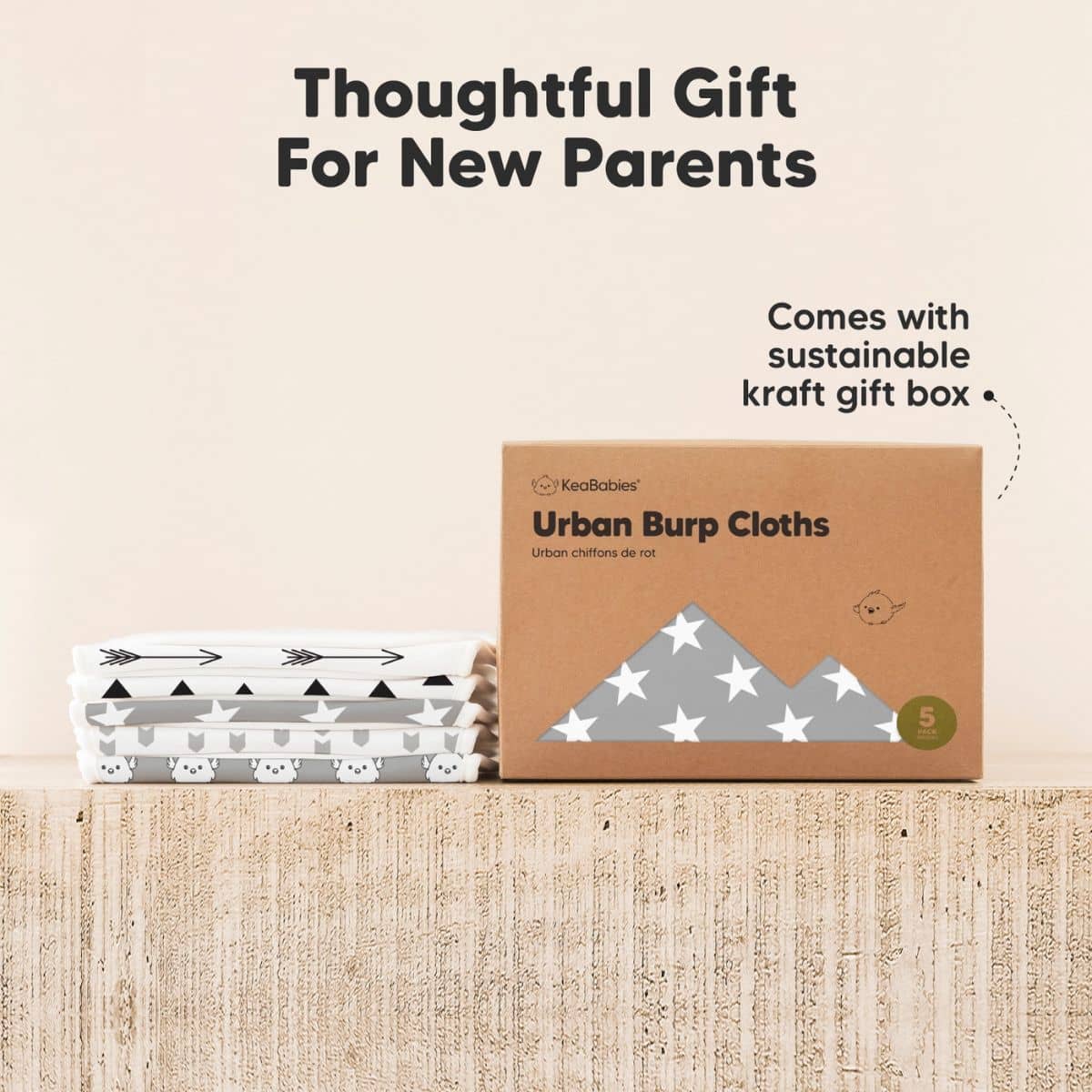KeaBabies Urban Organic Burp Cloths - Grayscape
