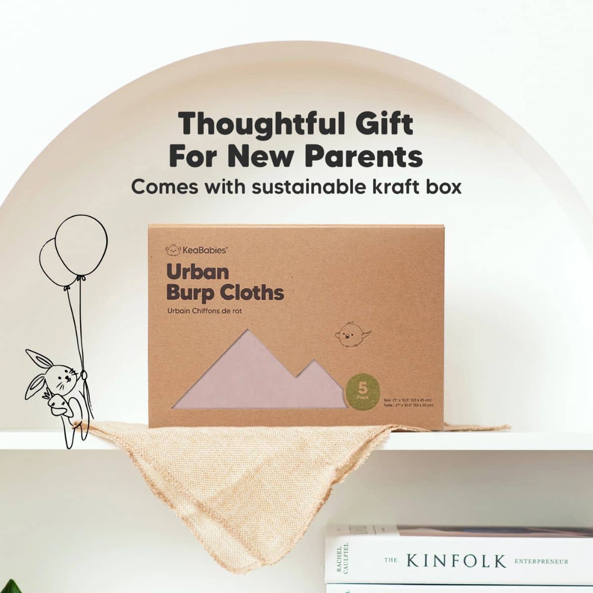KeaBabies Urban Organic Burp Cloths - Mauve