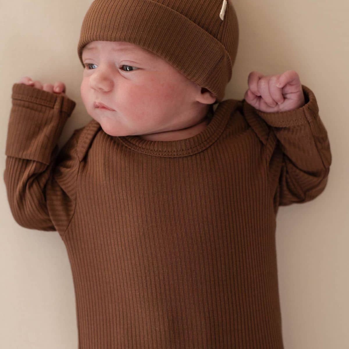 Kiin Baby Bamboo Newborn Gown - Chocolate