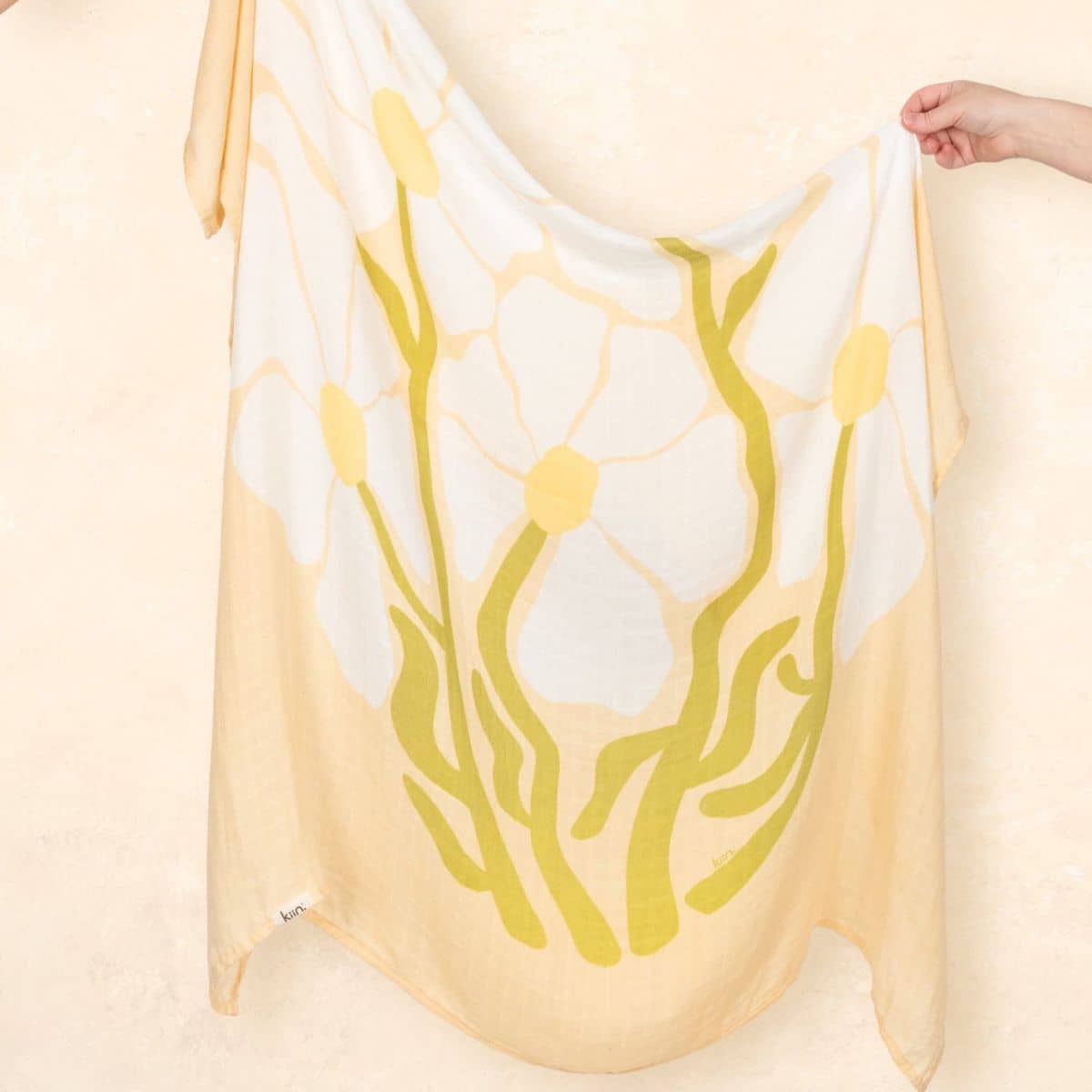 Kiin Baby Organic Muslin Swaddle - Fleur - Warm Oat