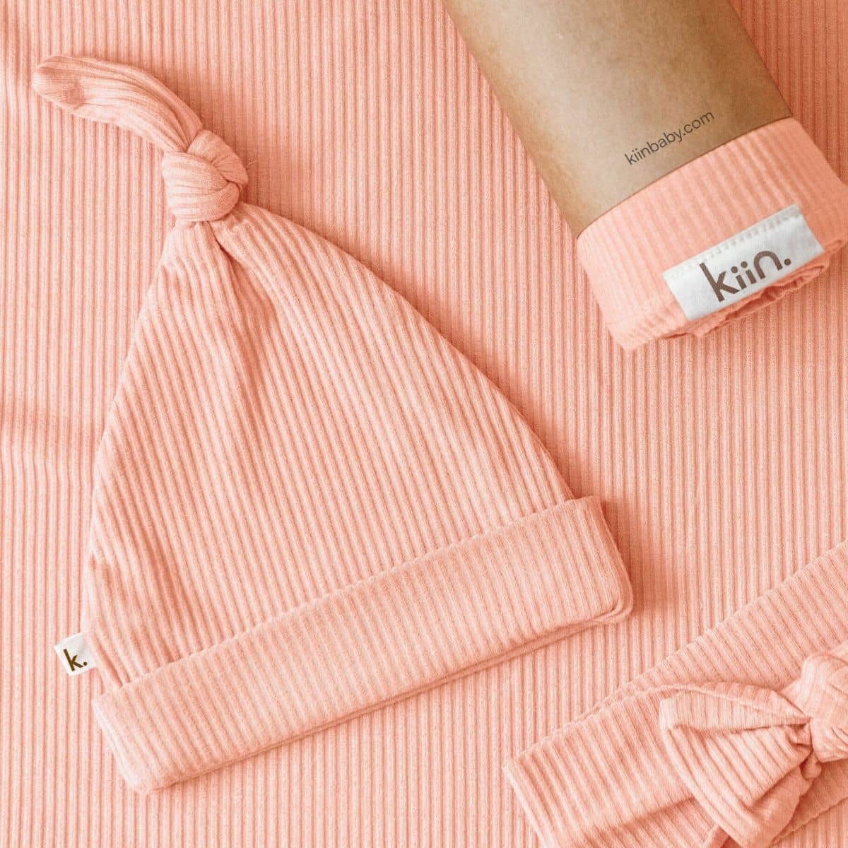 Kiin Baby Bamboo Stretch Beanie - Peach Sunset