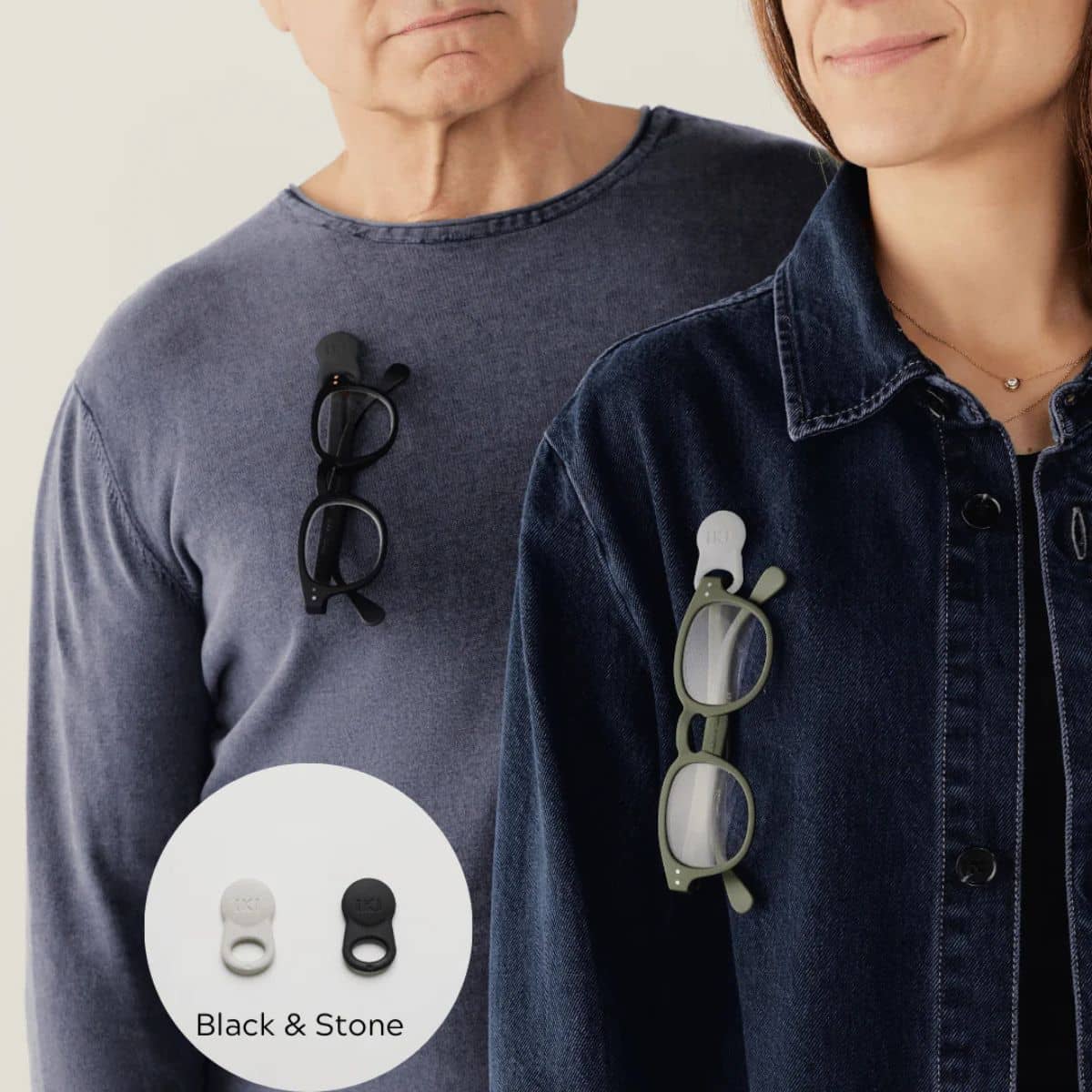 Klipsta Spex Glasses Clips - Black and Stone