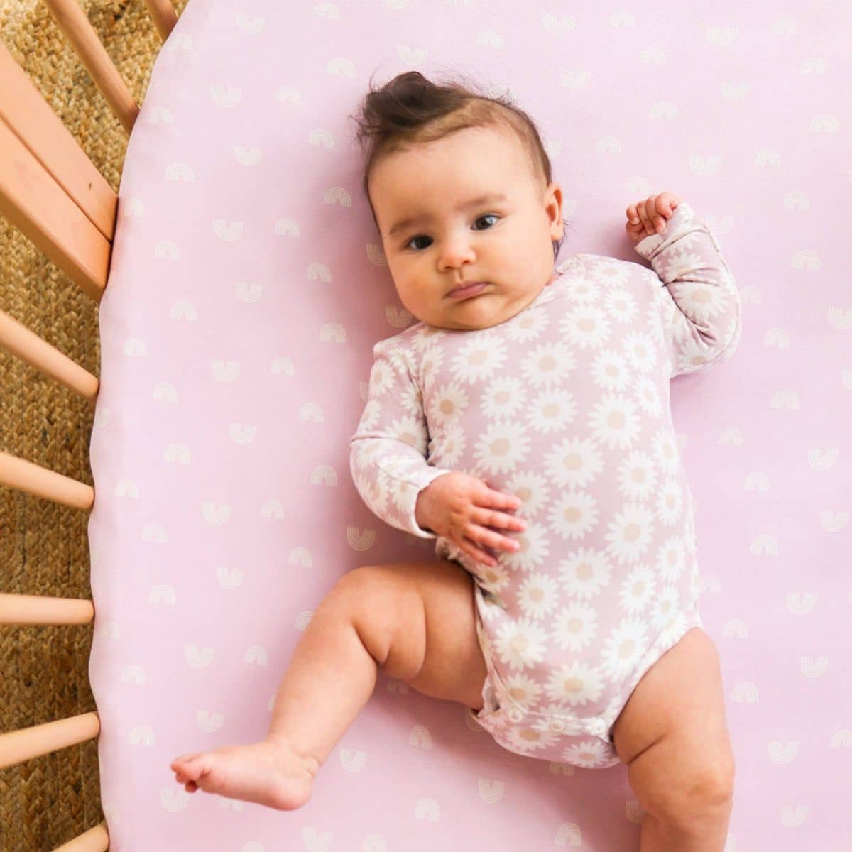 Kynd Baby Fitted Cot Sheet - Lilac Rainbow