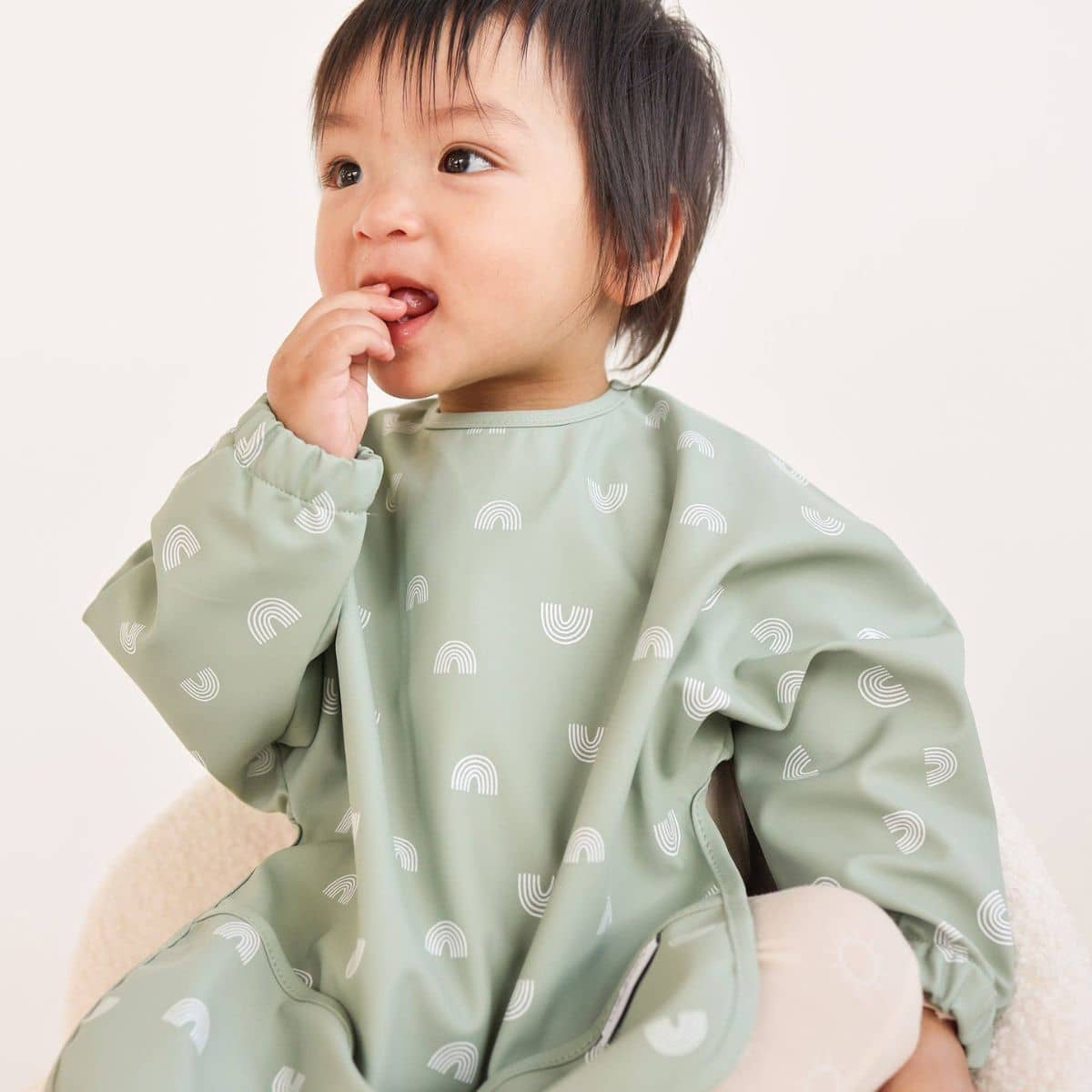 Kynd Baby Sleeved Messy Bib - Sage Rainbow