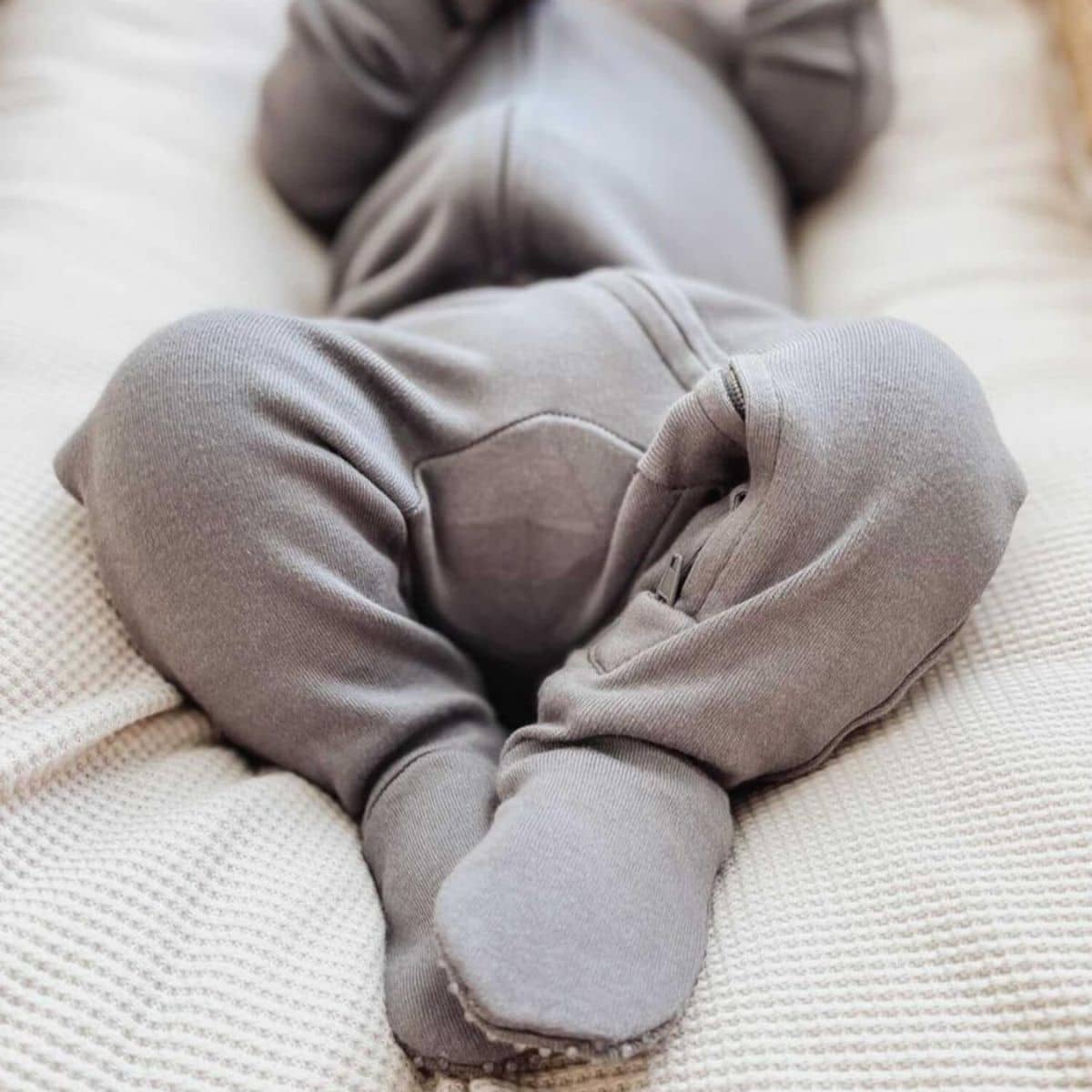 L'ovedbaby Organic 2-Way Zipper Footie - Grey