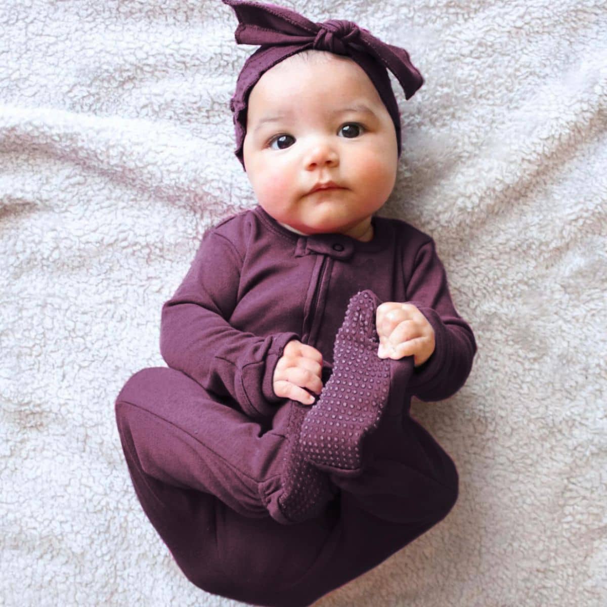 L'ovedbaby Organic 2-Way Zipper Footie - Plum