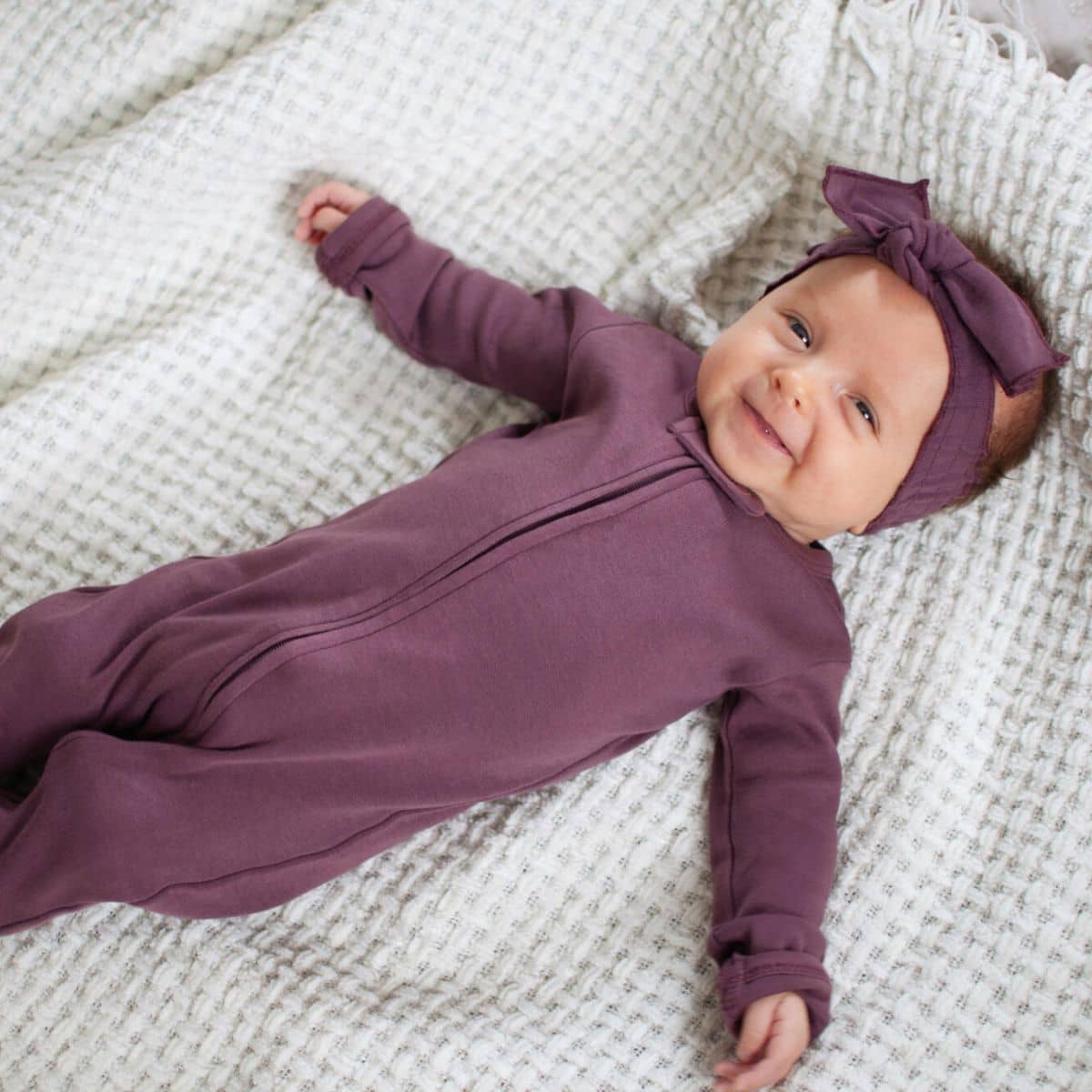 L'ovedbaby Organic 2-Way Zipper Footie - Plum