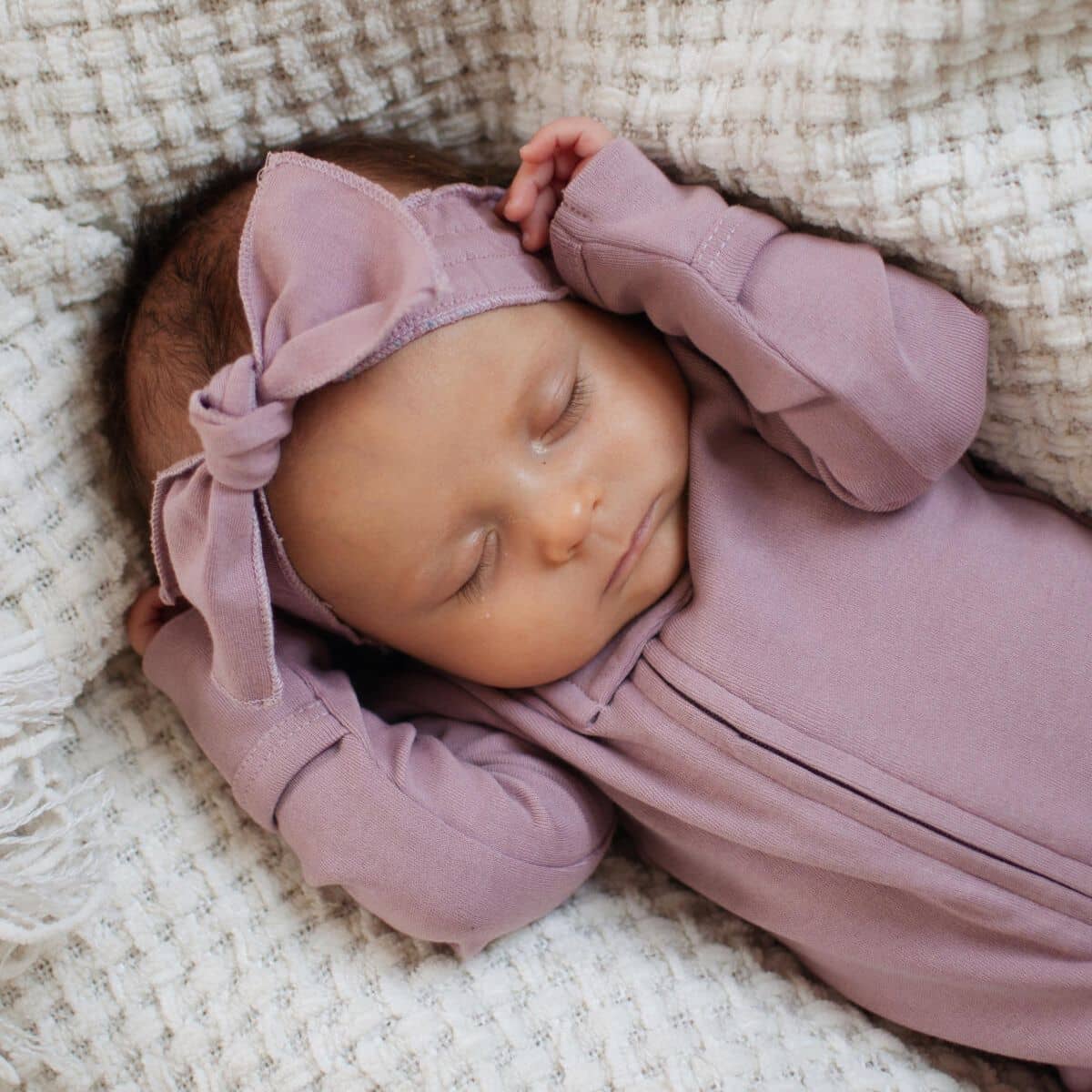 L'ovedbaby Organic Smocked Tie Headband - Lavender