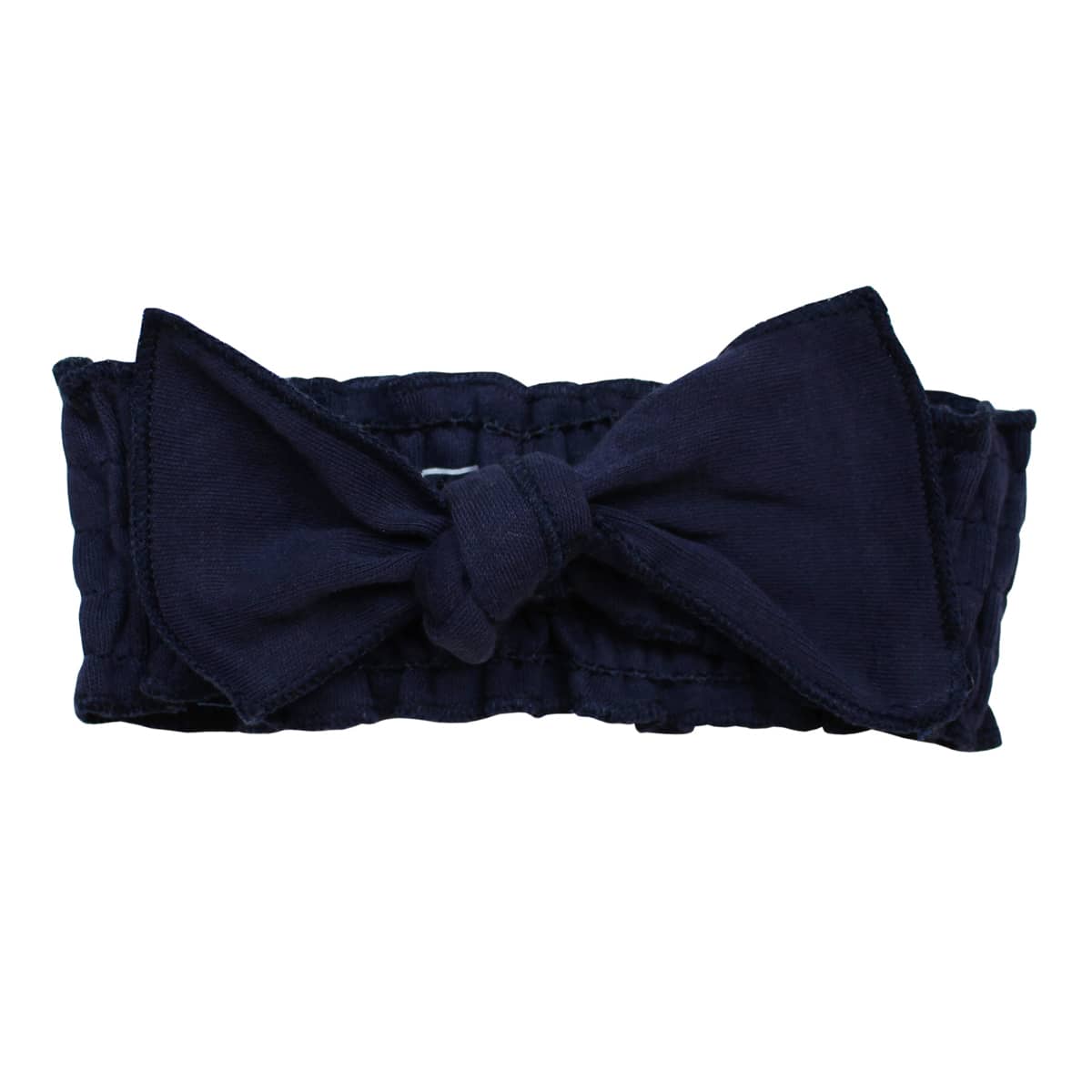 L'ovedbaby Organic Smocked Tie Headband - Navy