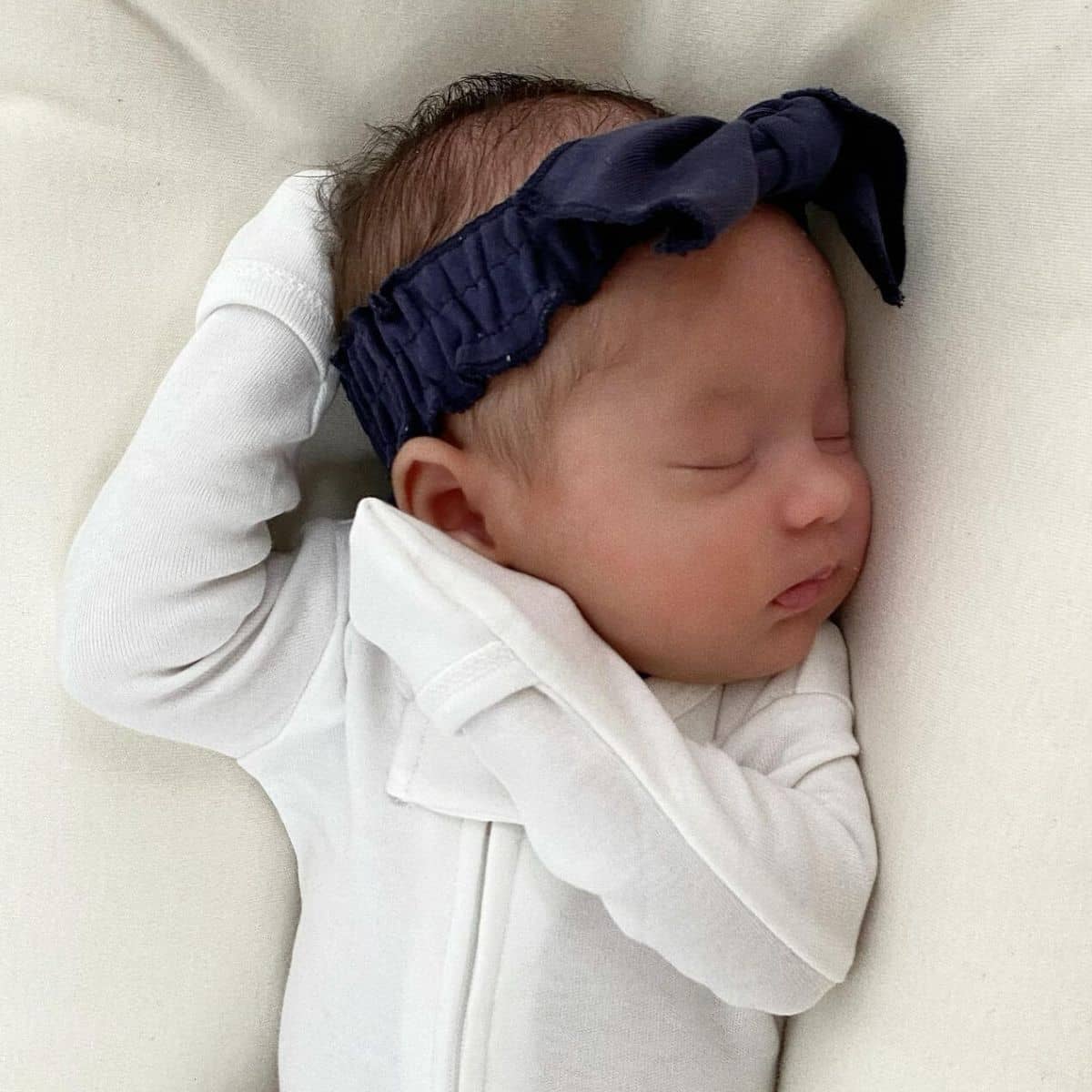 L'ovedbaby Organic Smocked Tie Headband - Navy