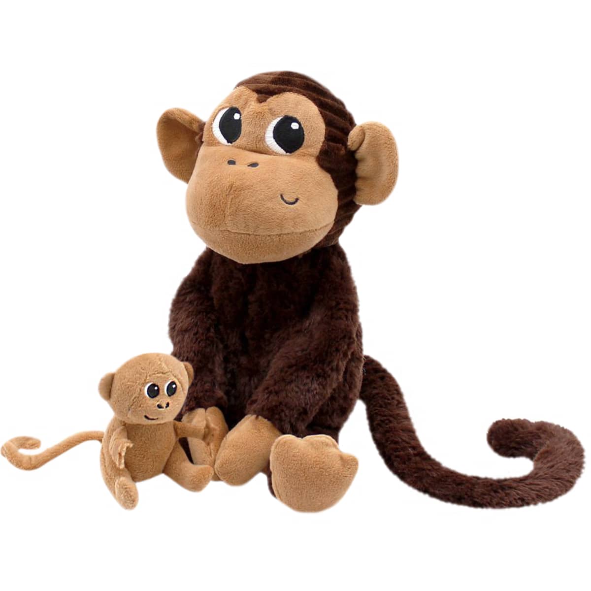Les Ptipotos Mum & Baby Plush Toy - Zazou the Monkey