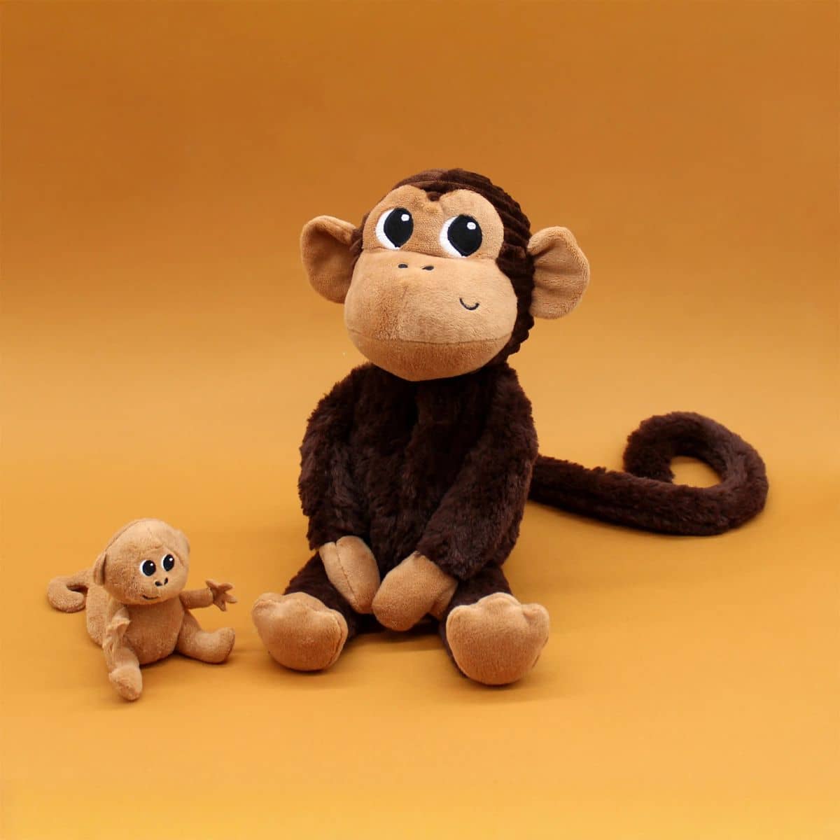 Les Ptipotos Mum & Baby Plush Toy - Zazou the Monkey