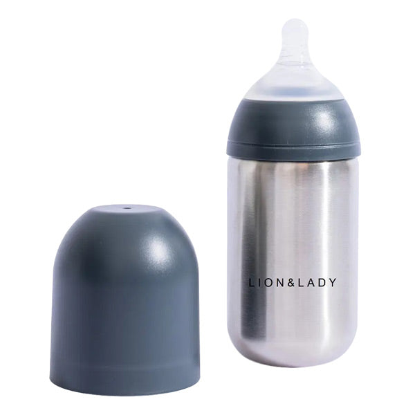Lion & Lady Stainless Steel Baby Bottle - 350ml - French Navy