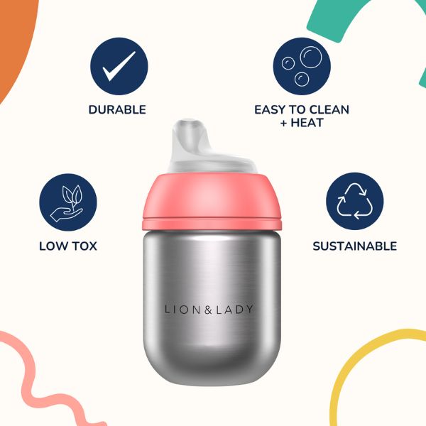 Lion & Lady Stainless Steel Baby Bottle - 210ml