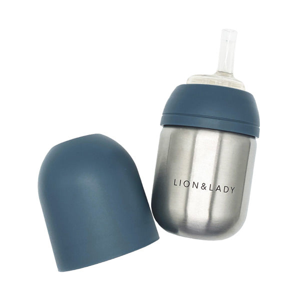 Lion & Lady Stainless Steel Toddler Straw Cup - 210ml - French Navy