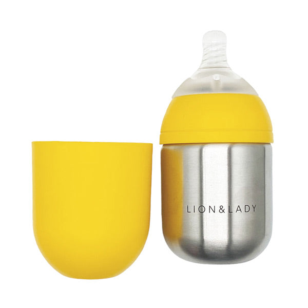 Lion & Lady Stainless Steel Baby Bottle - 210ml - Buttercup Yellow
