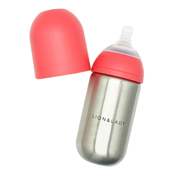 Lion & Lady Stainless Steel Baby Bottle - 400ml - Fuchsia Pink