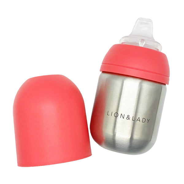 Lion & Lady Stainless Steel Toddler Sippy Cup - 210ml - Fuchsia Pink