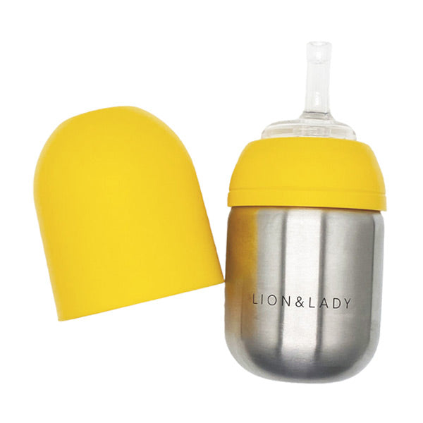 Lion & Lady Stainless Steel Toddler Straw Cup - 210ml - Buttercup Yellow