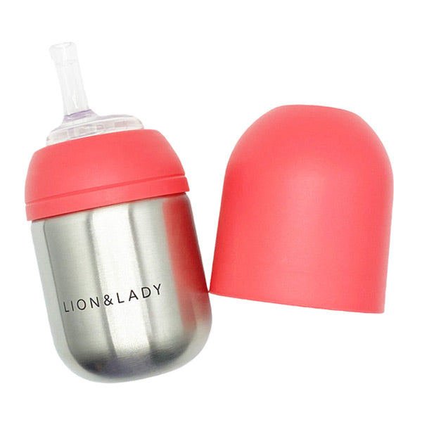 Lion & Lady Stainless Steel Toddler Straw Cup - 210ml - Fuschia Pink