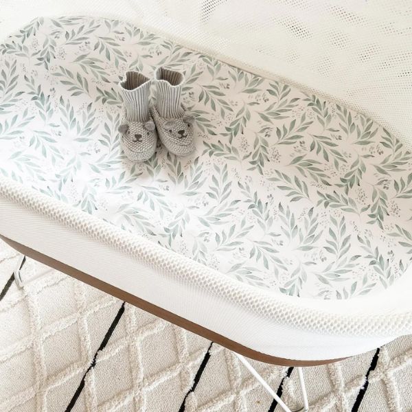 Little Human Linens Waterproof Bassinet Sheet - Organic Leaf