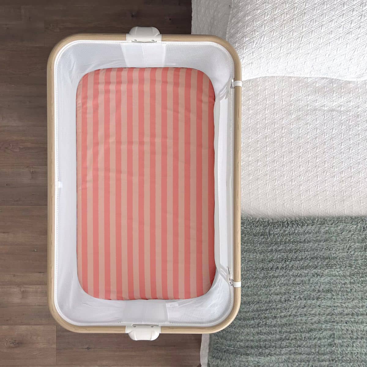 Little Human Linens Waterproof Change Pad / Co-Sleeper Bassinet Sheet - Peach Candy