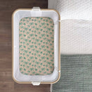 Little Human Linens Waterproof Change Pad / Co-Sleeper Bassinet Sheet - Green Palms