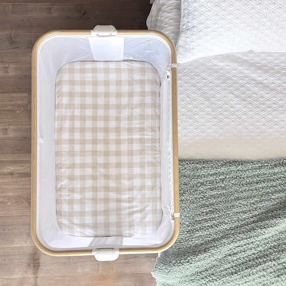 Little Human Linens Waterproof Change Pad / Co-Sleeper Bassinet Sheet - Latte Gingham
