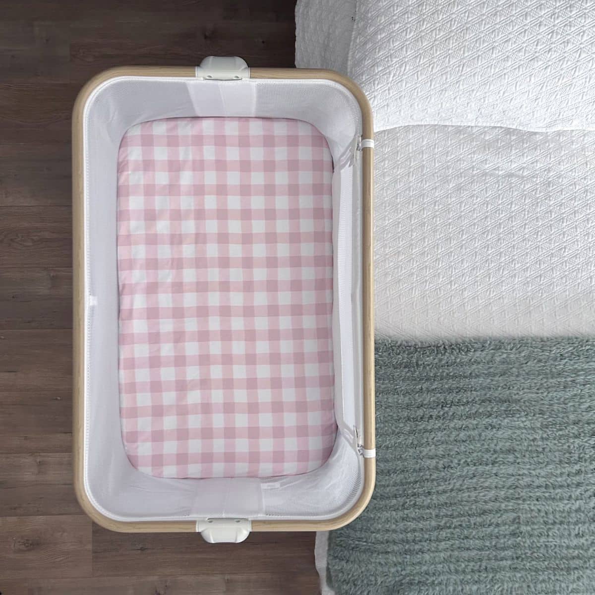 Little Human Linens Waterproof Change Pad / Co-Sleeper Bassinet Sheet - Pink Gingham