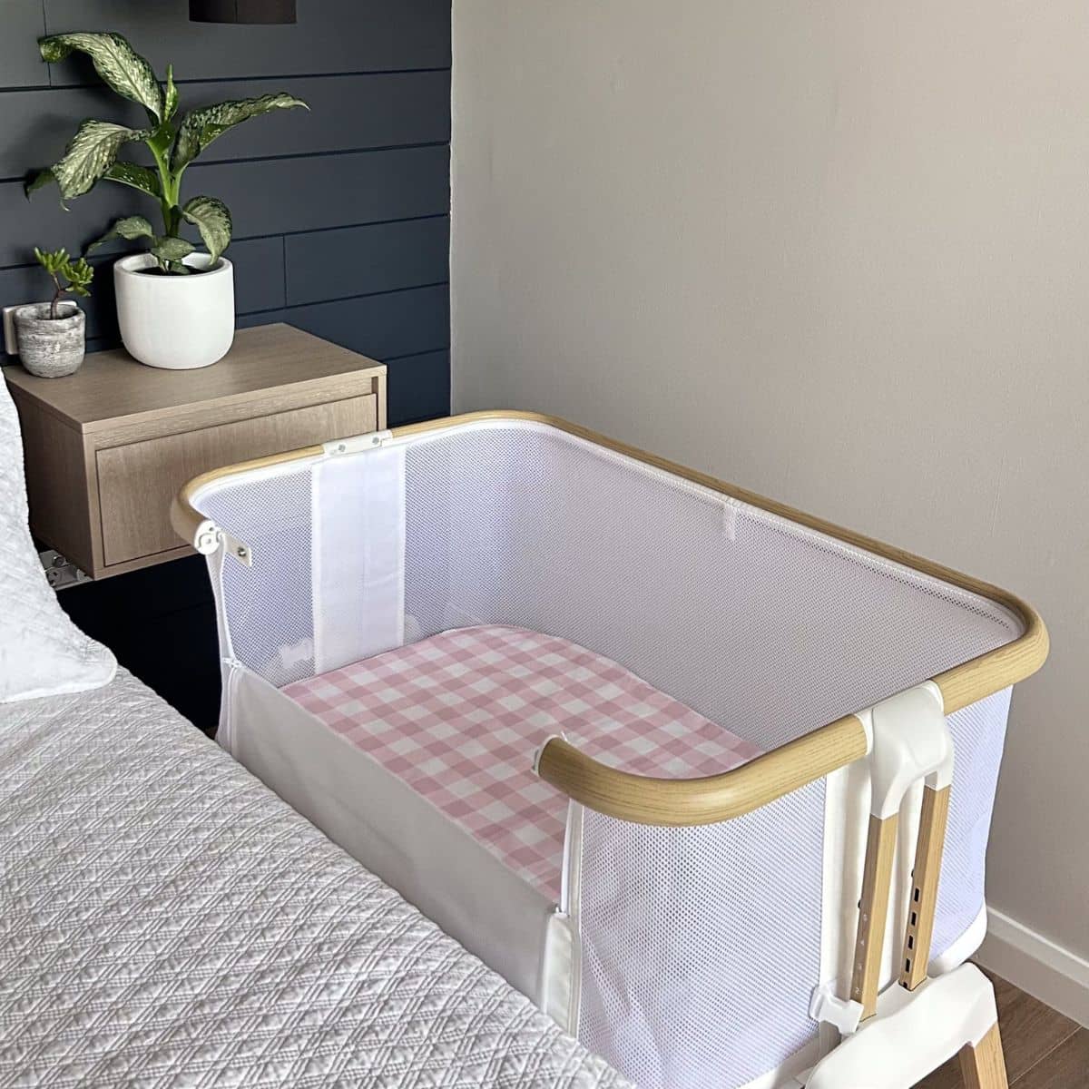 Little Human Linens Waterproof Change Pad / Co-Sleeper Bassinet Sheet - Pink Gingham