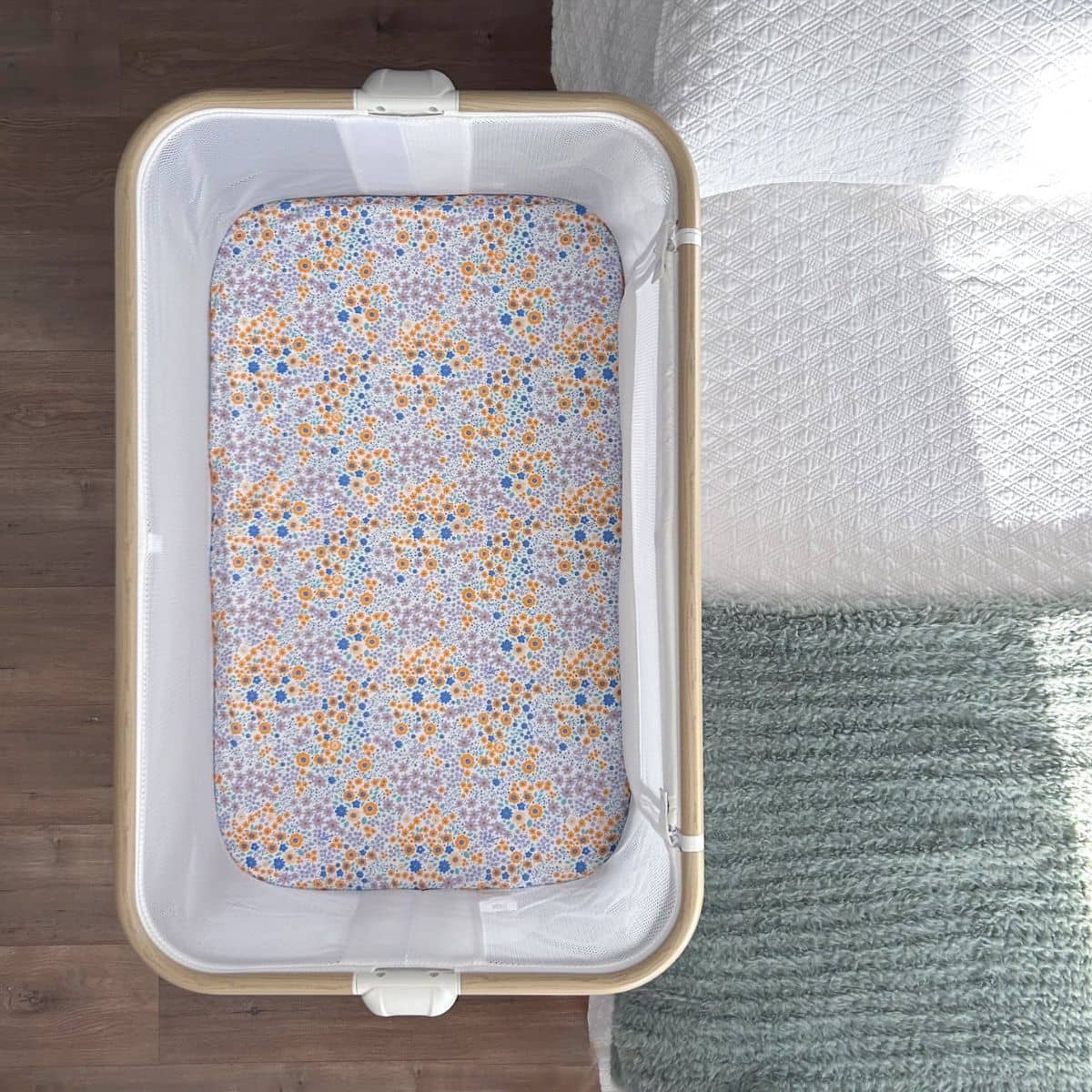 Little Human Linens Waterproof Change Pad / Co-Sleeper Bassinet Sheet - Summer Flowers