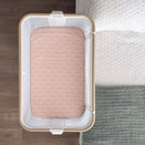 Little Human Linens Waterproof Change Pad / Co-Sleeper Bassinet Sheet - Peach Rainbows