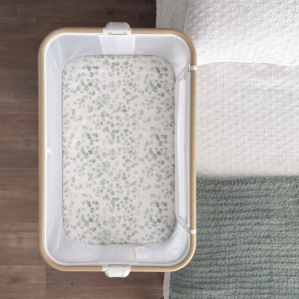 Little Human Linens Waterproof Change Pad / Co-Sleeper Bassinet Sheet - Eucalyptus